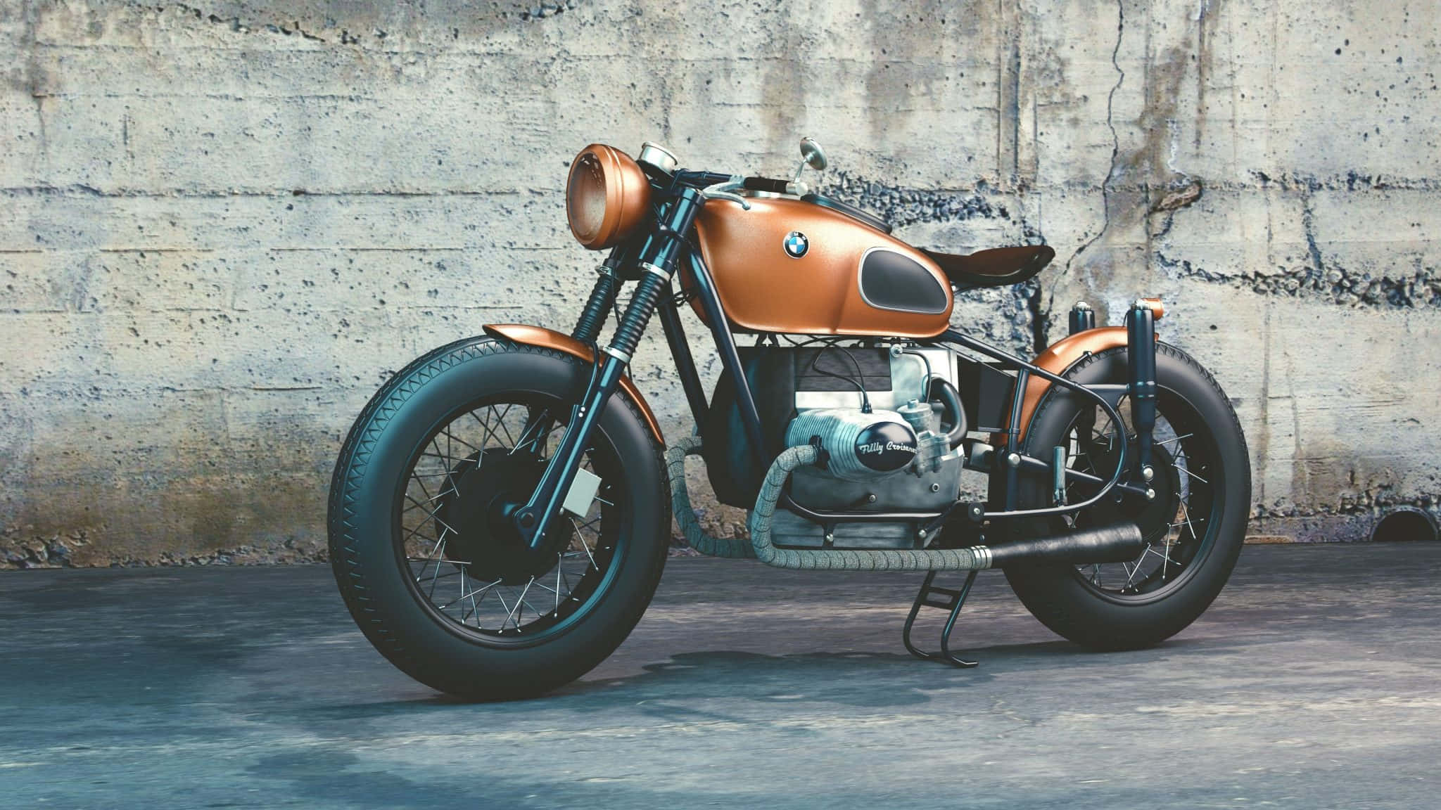 "vintage Excellence - Retro Style Motorcycle Basking In Sunlight" Wallpaper