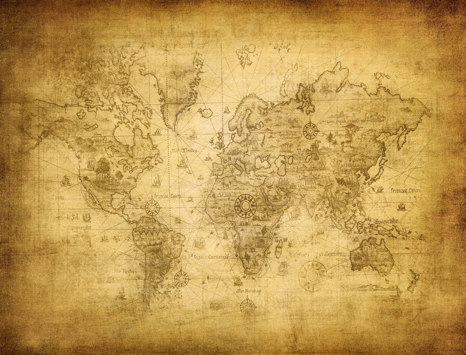 Vintage Exploration - An Intricate Old Map Wallpaper