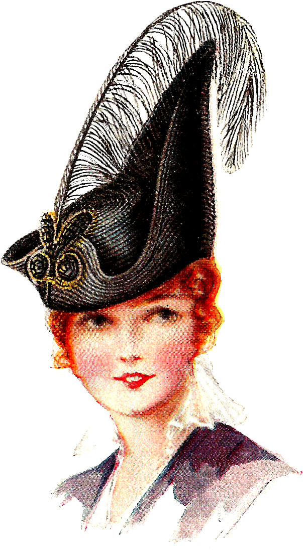 Vintage Feather Hat Lady PNG
