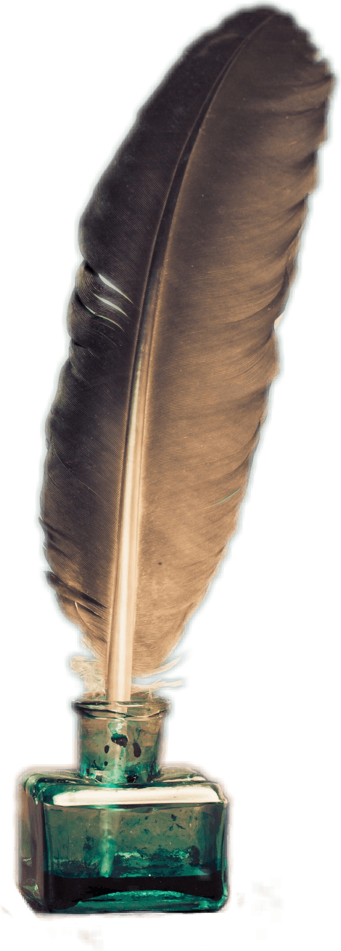 Vintage Feather Pen Inkwell.png PNG