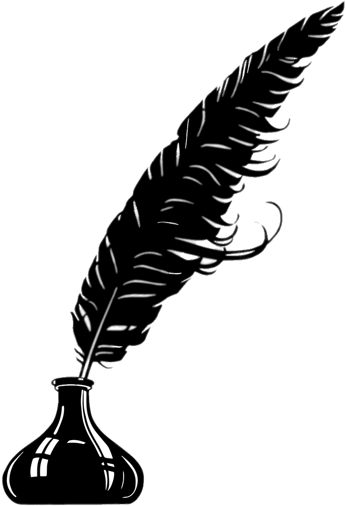 Vintage Feather Penand Inkwell PNG