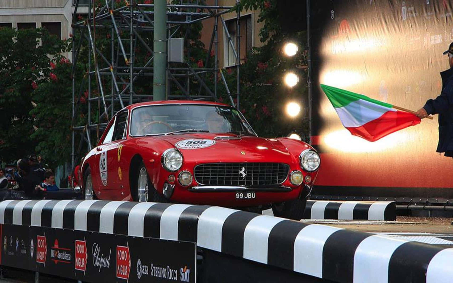 Vintage Ferrari On Stage Wallpaper