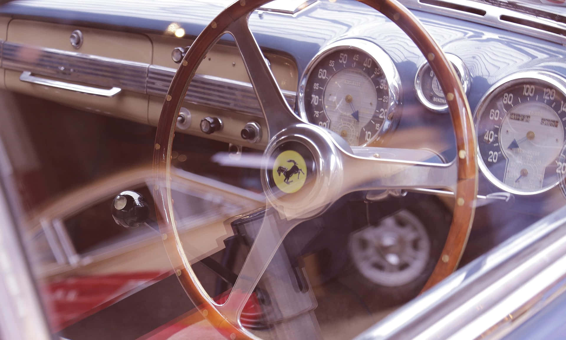 Vintage Ferrari Steering Wheel Wallpaper