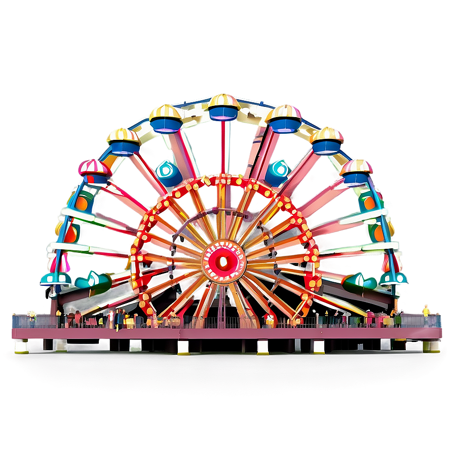 Vintage Ferris Wheel Illustration Png 06122024 PNG