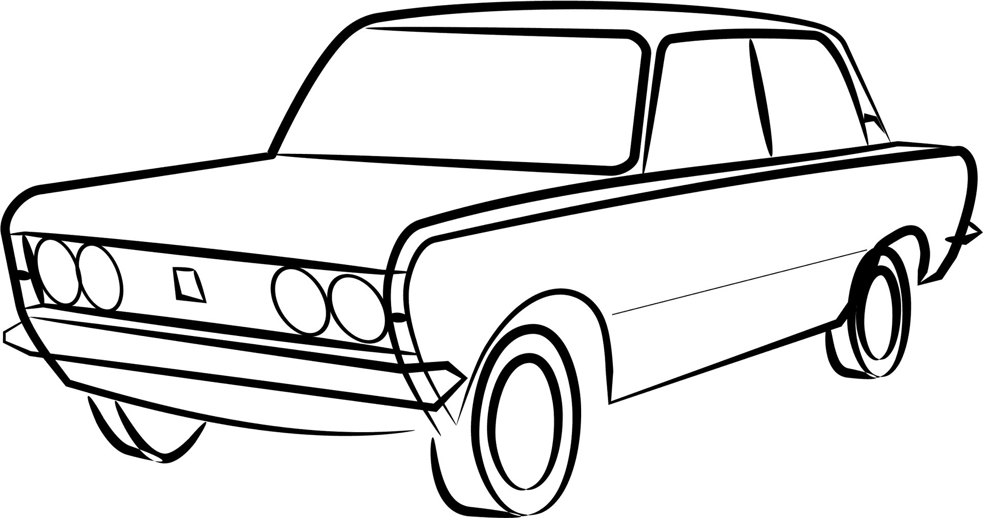 Vintage Fiat Car Line Art PNG
