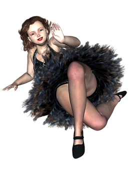 Vintage_ Flapper_ Dancer_ Render PNG