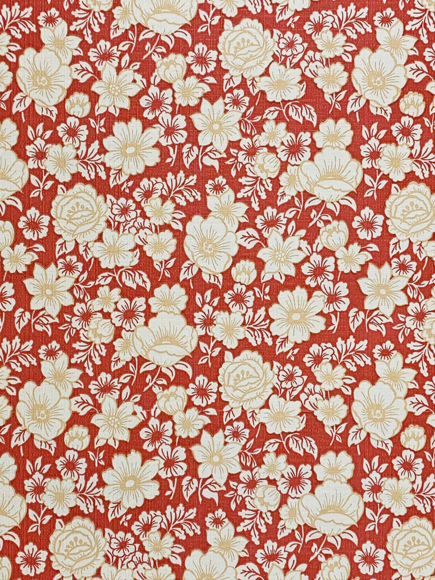 A Red And White Floral Wallpaper
