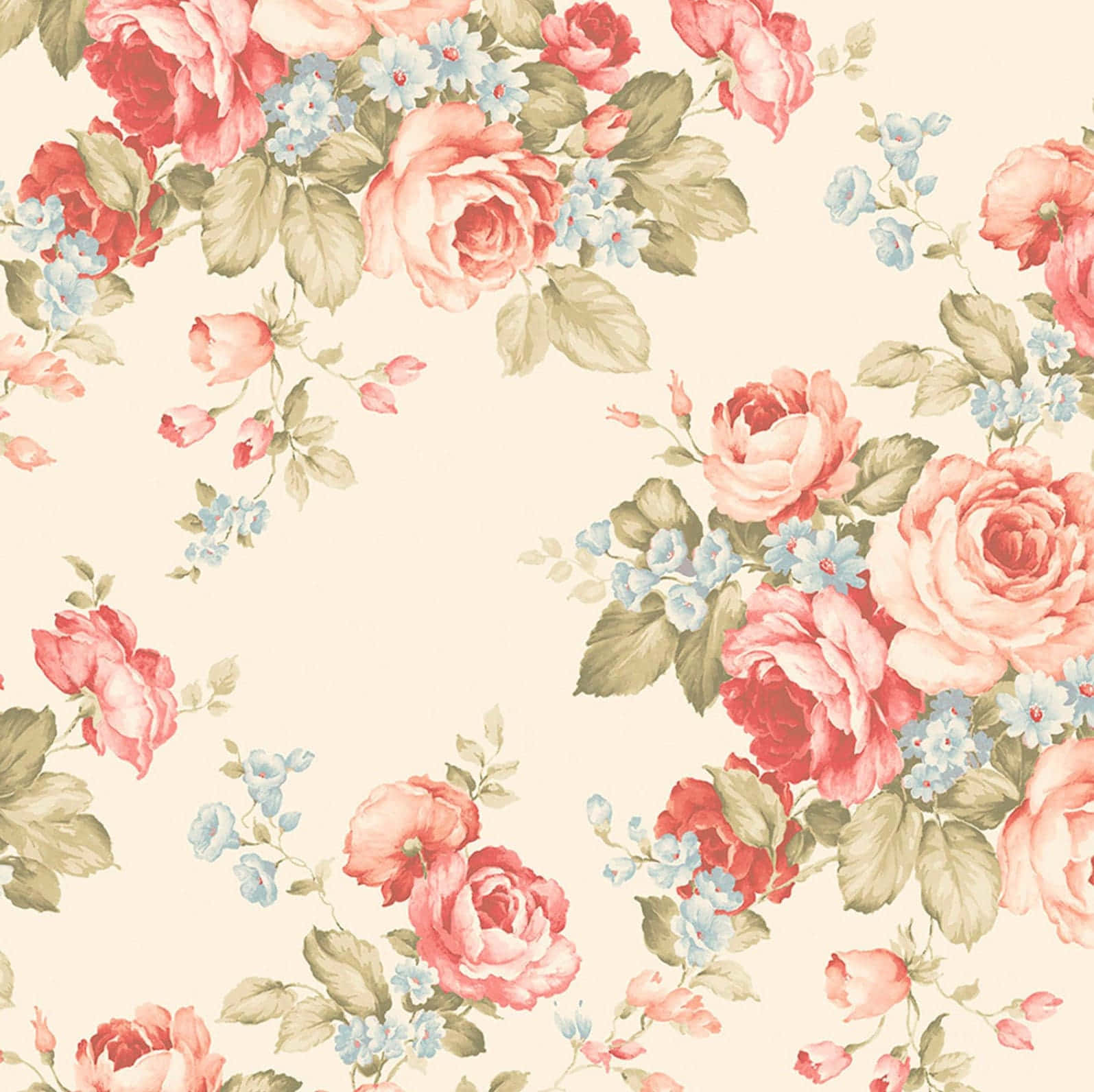 A Pink And Blue Floral Wallpaper