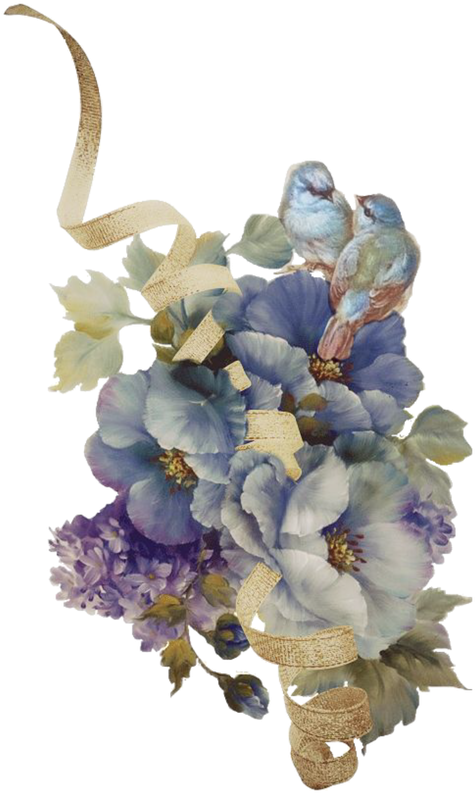 Vintage Floral Bouquetwith Birds PNG