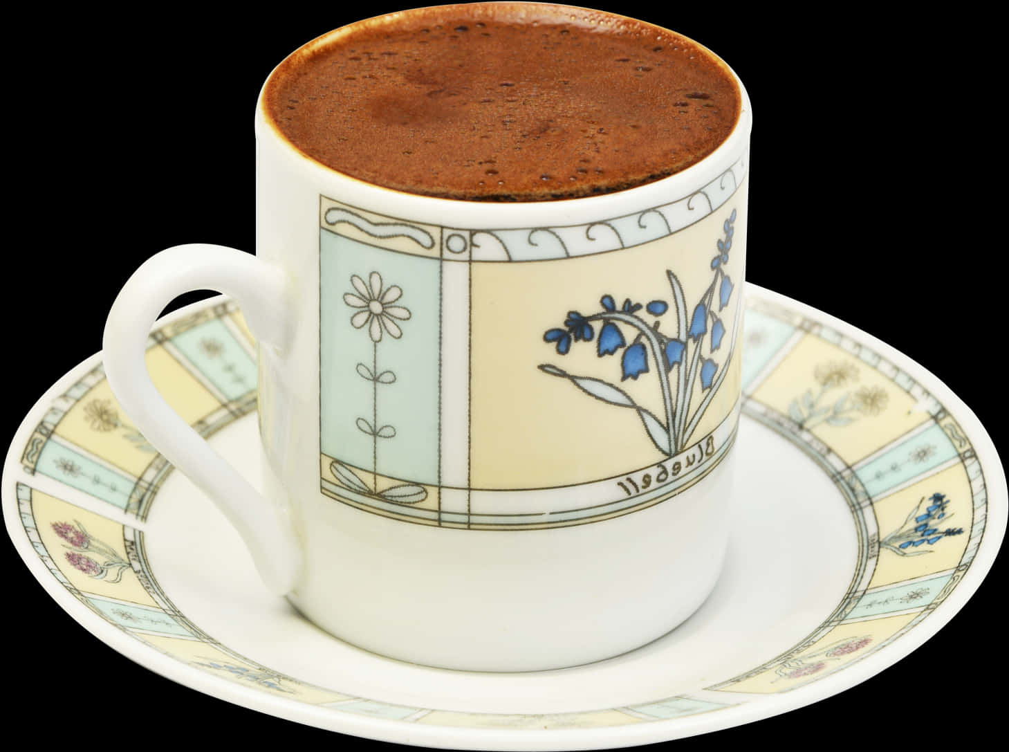 Vintage Floral Coffee Cup PNG