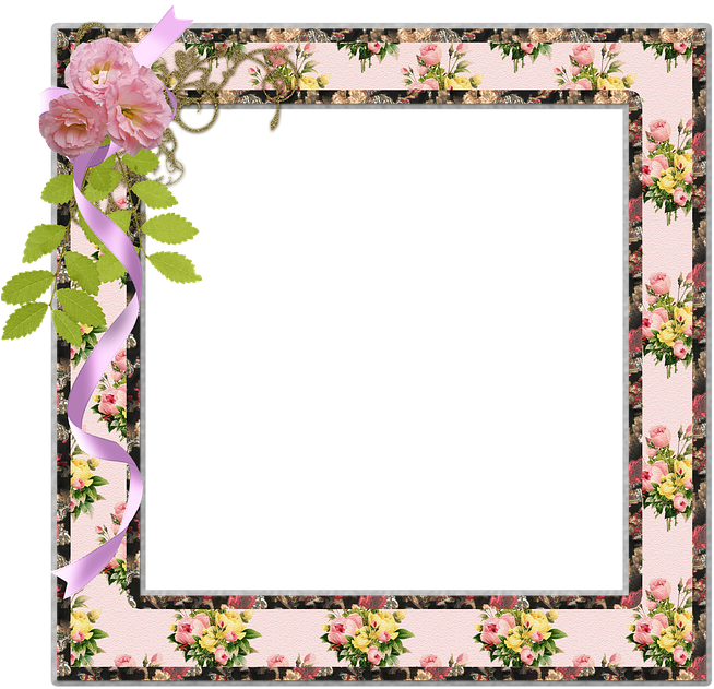 Download Vintage Floral Framewith Ribbon | Wallpapers.com