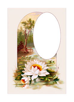 Vintage Floral Framewith Water Lily PNG