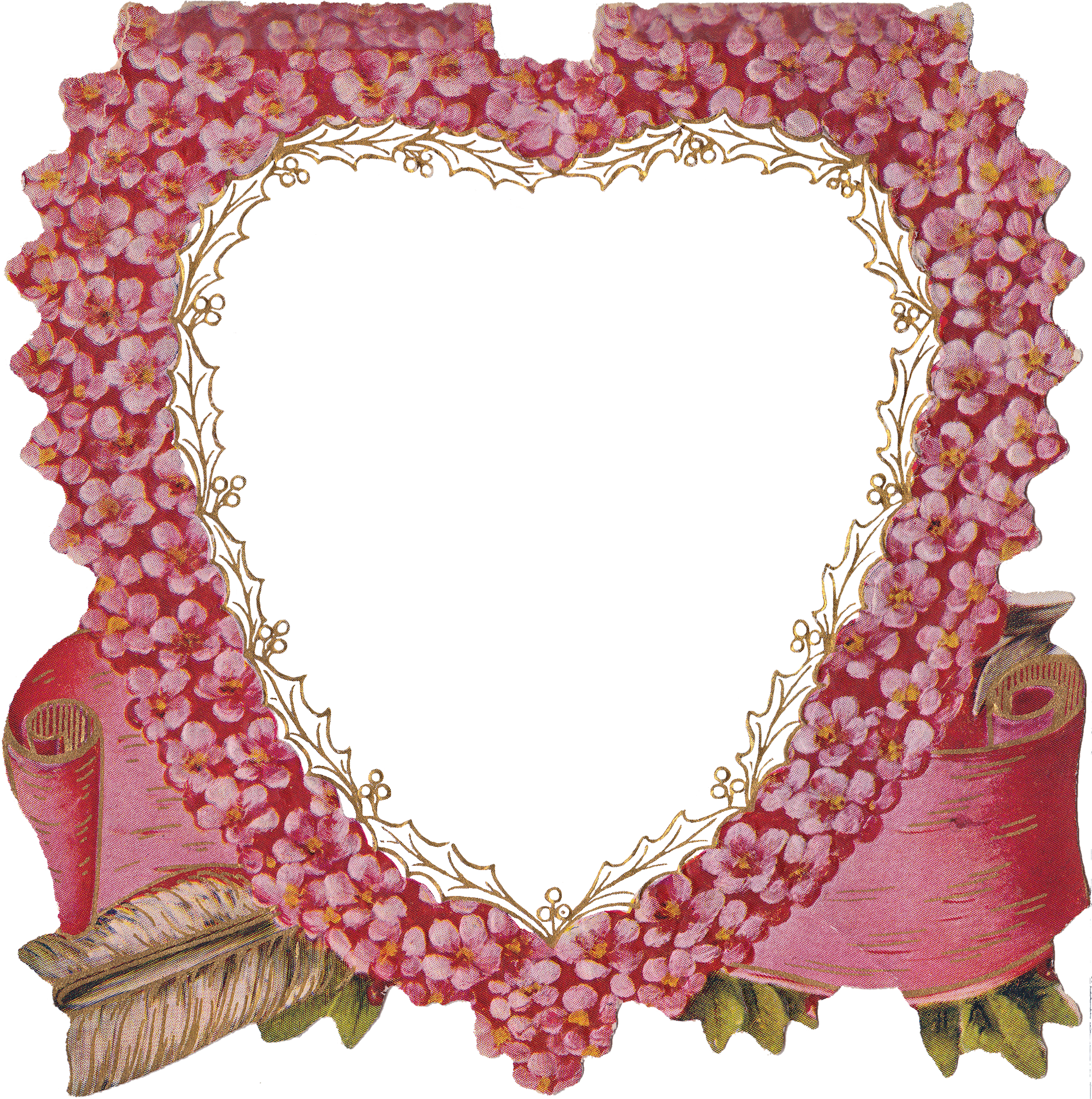 Vintage Floral Heart Frame PNG