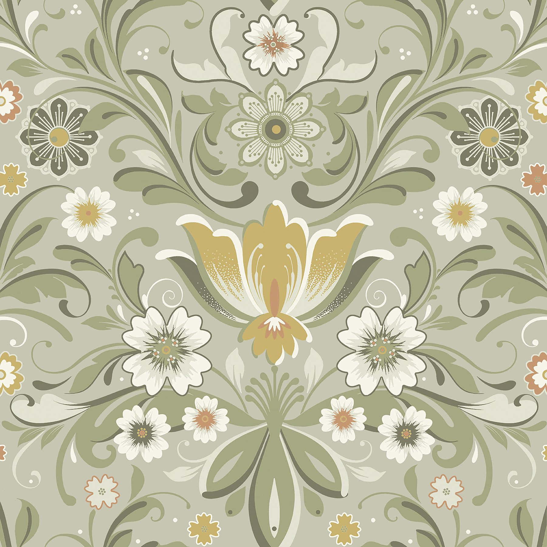 Vintage_ Floral_ Pattern_70s_ Style Wallpaper