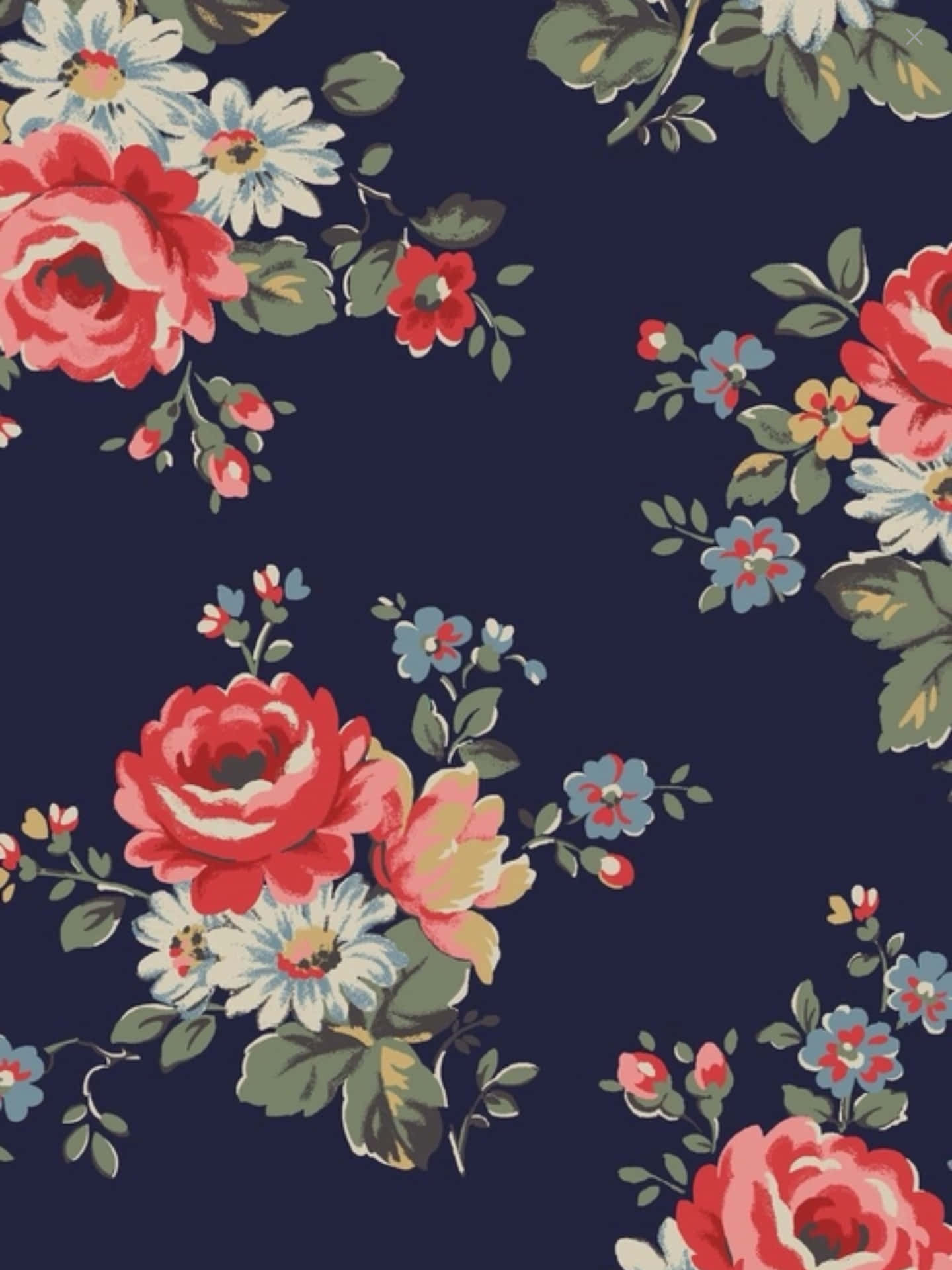 Vintage Floral Pattern Dark Background Wallpaper