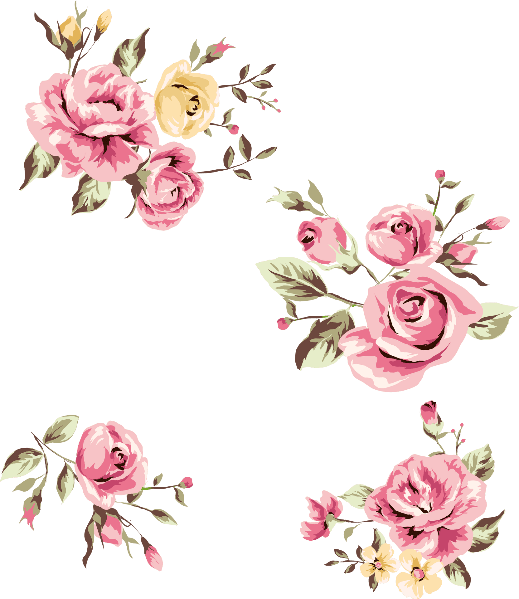 Vintage Floral Pattern Design PNG