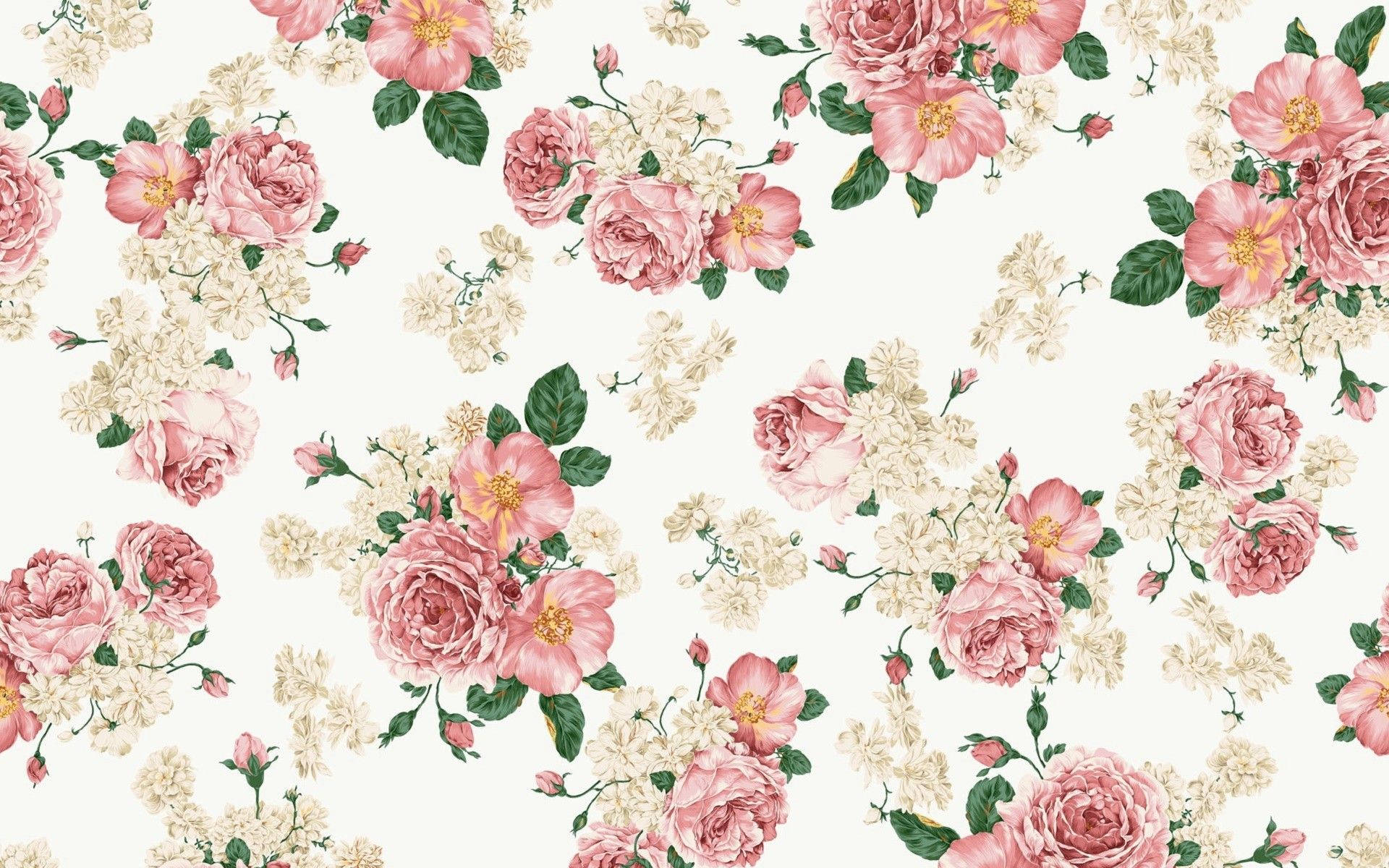 “Take a step back to enjoy life's simple beauty with this vintage floral pattern” Wallpaper