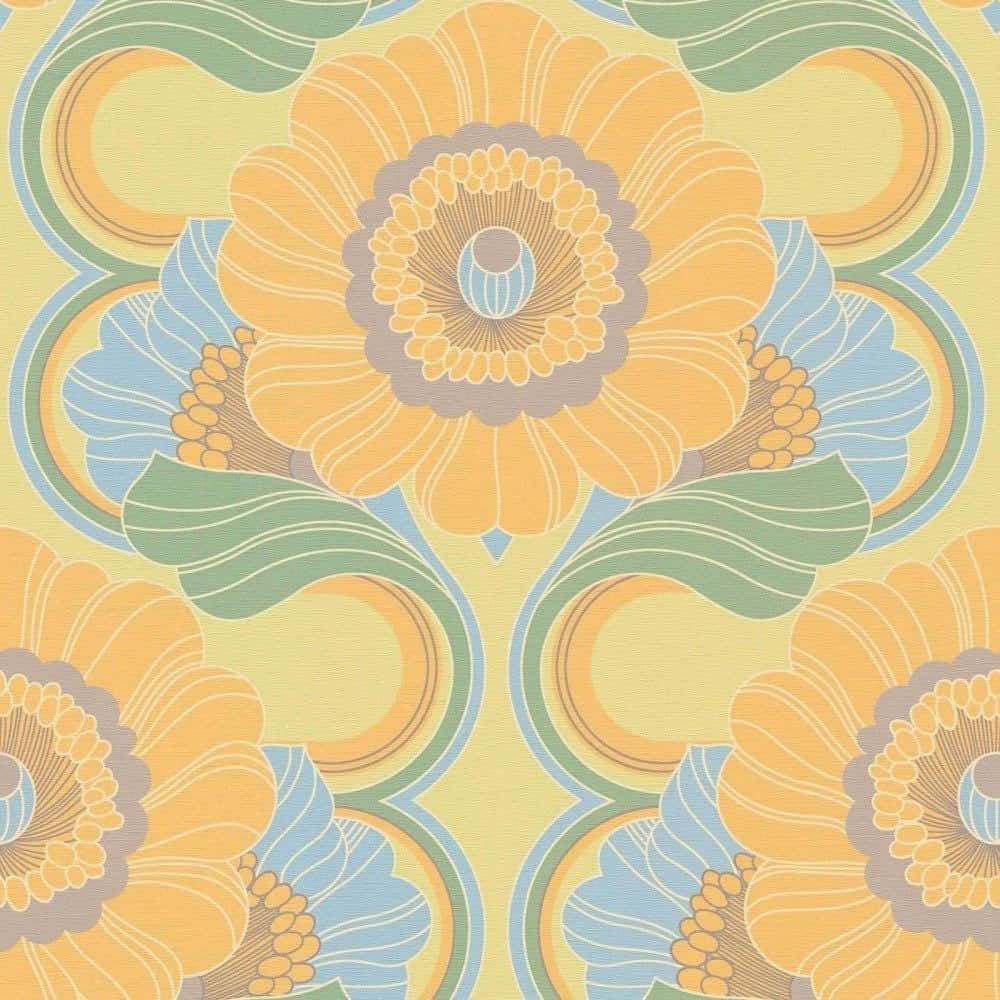 Vintage Floral Pattern70s Style Wallpaper
