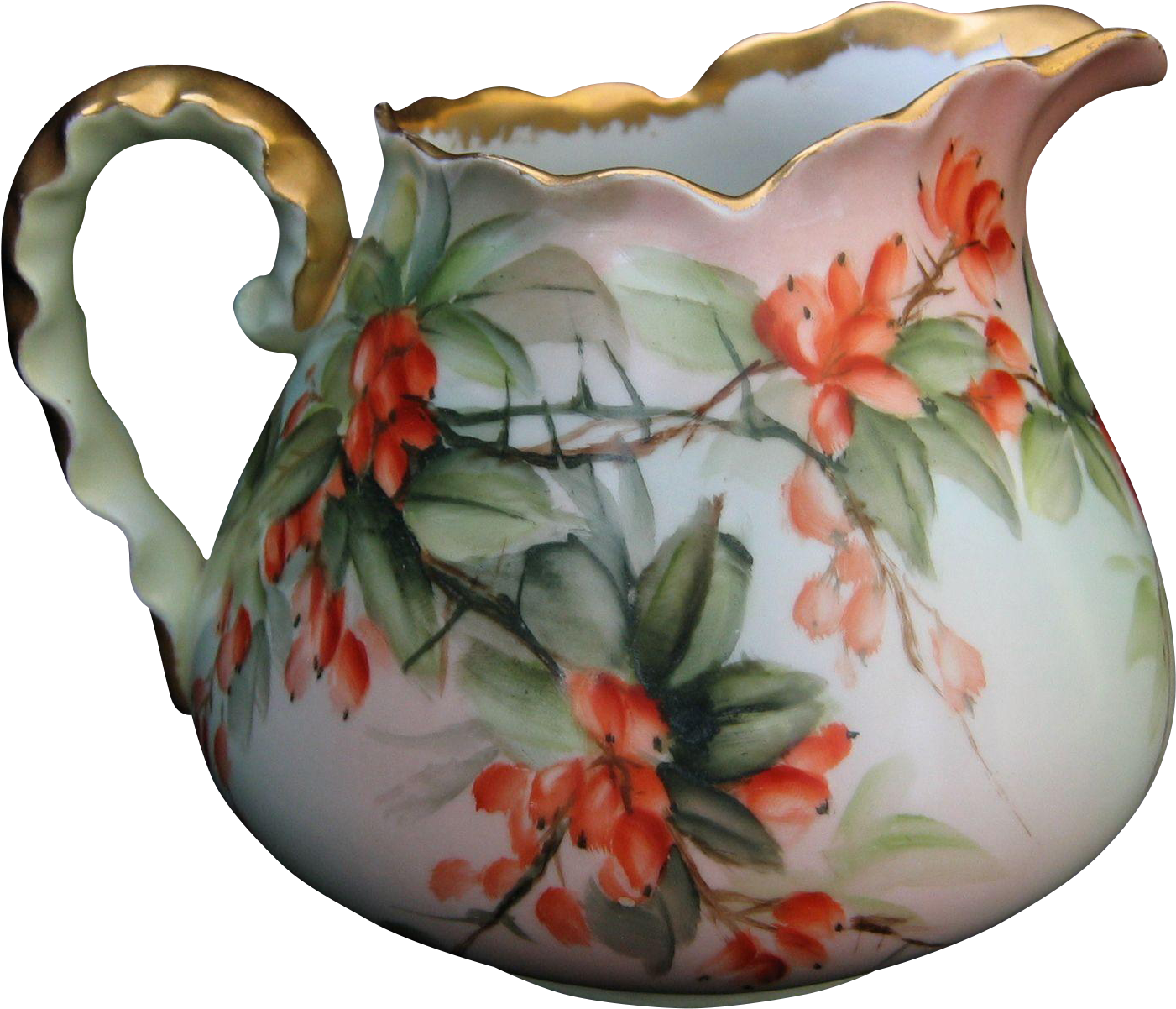 Vintage Floral Porcelain Pitcher PNG