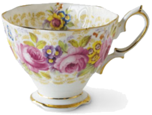 Vintage Floral Tea Cup PNG