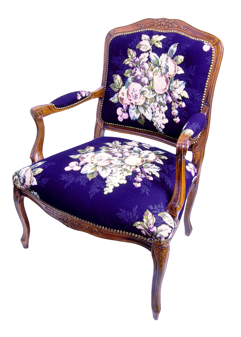Vintage Floral Upholstered Armchair PNG