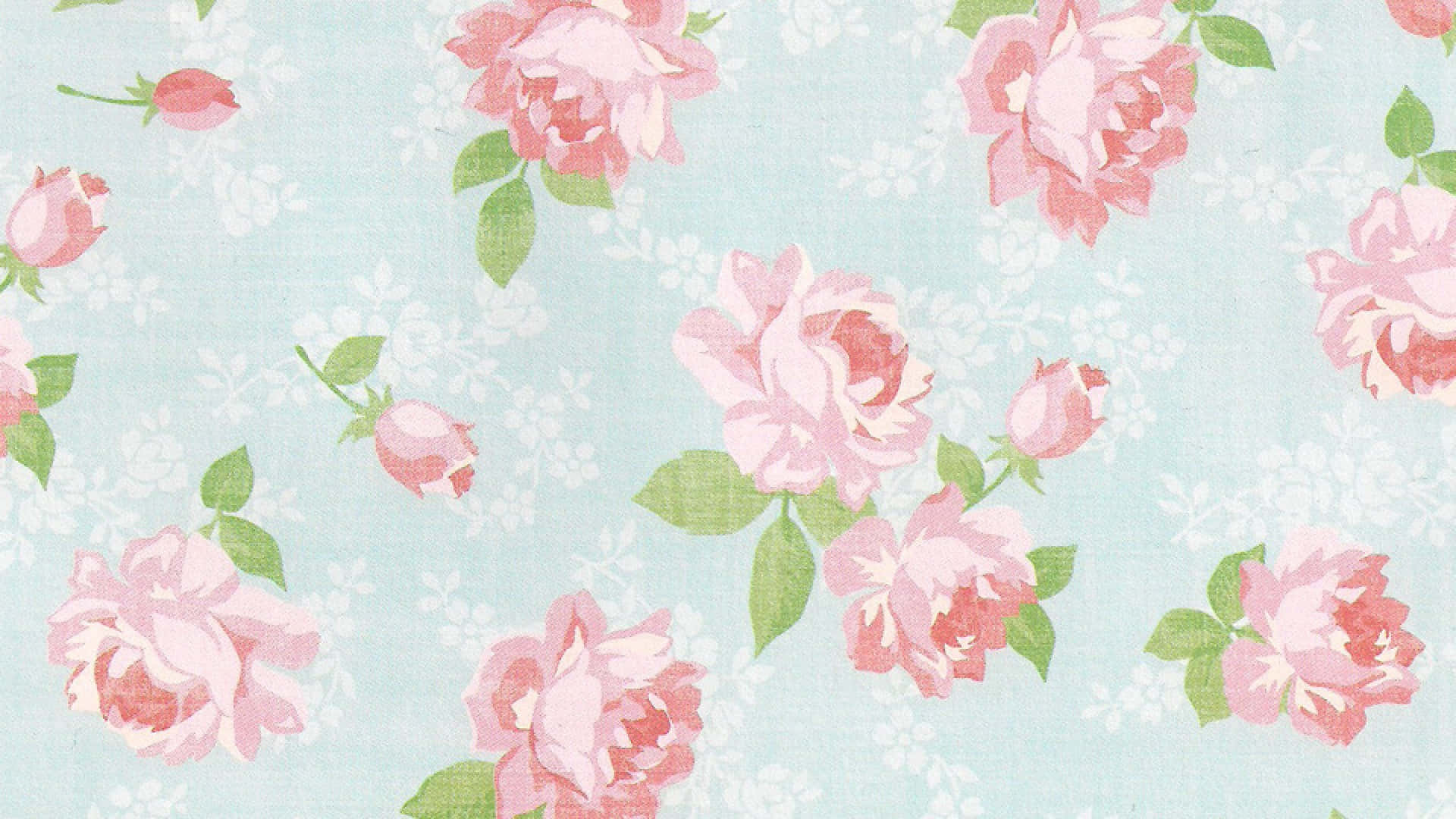 Et pink og blåt blomsterstof design Wallpaper
