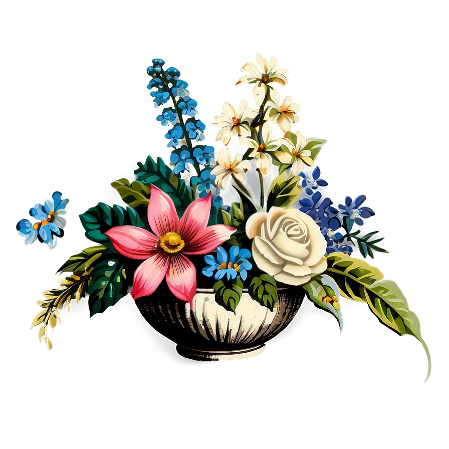 Vintage Flower Arrangement Png Tex94 PNG