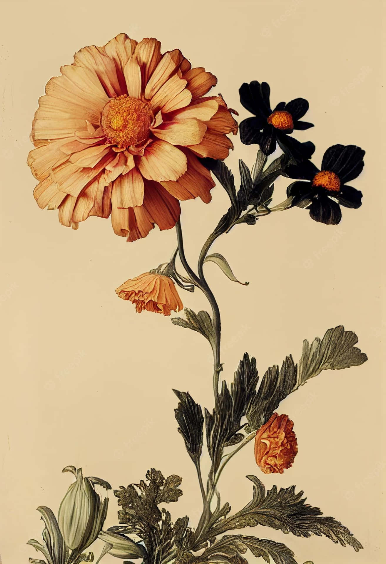 Einebezaubernde, Vintage Blumen Hintergrund