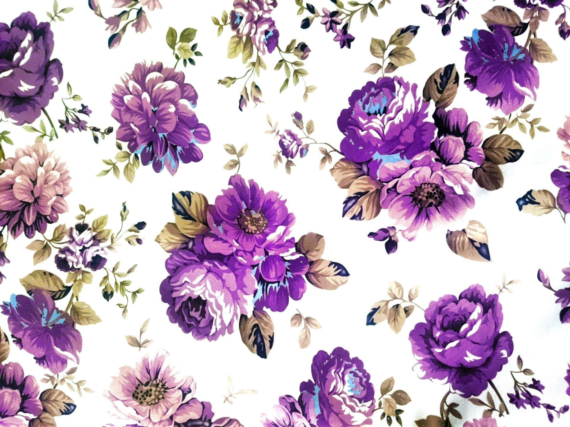Purple Floral Fabric With White Background