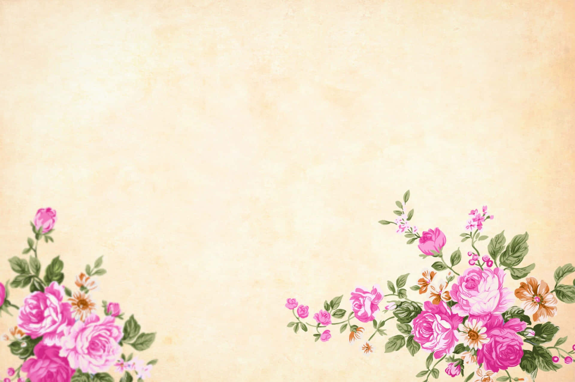 Retro blomsterbaggrund med lyserøde roser Wallpaper