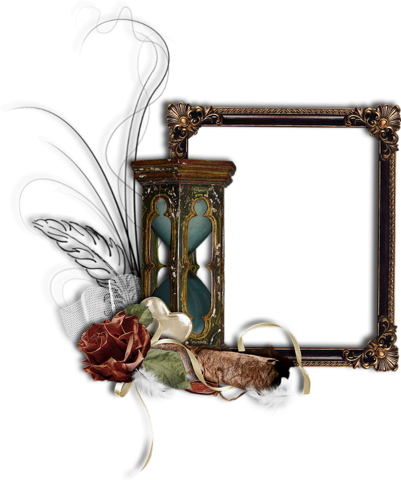 Vintage Frameand Hourglass Design PNG