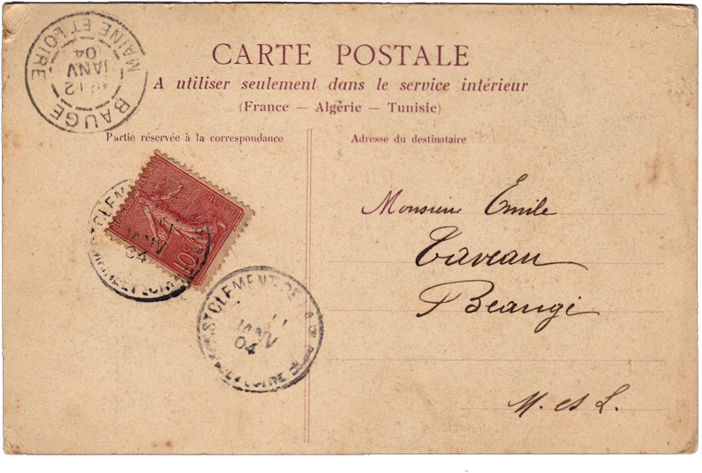 Vintage French Postcard Backside PNG
