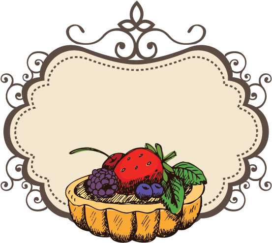 Vintage Fruit Tart Logo Design PNG