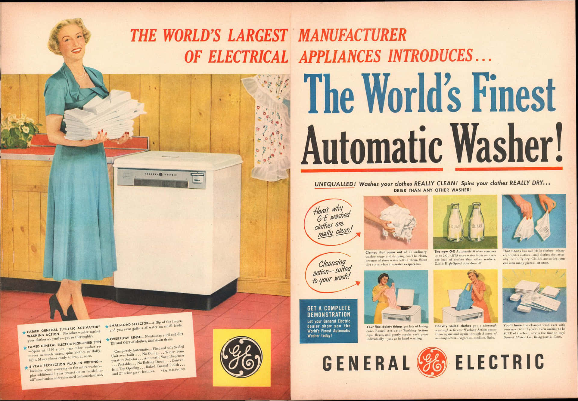 Vintage G E Automatic Washer Ad Wallpaper