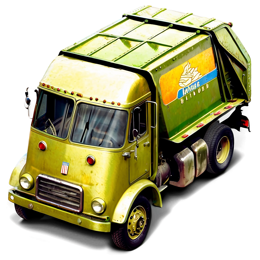 Vintage Garbage Truck Png 06202024 PNG