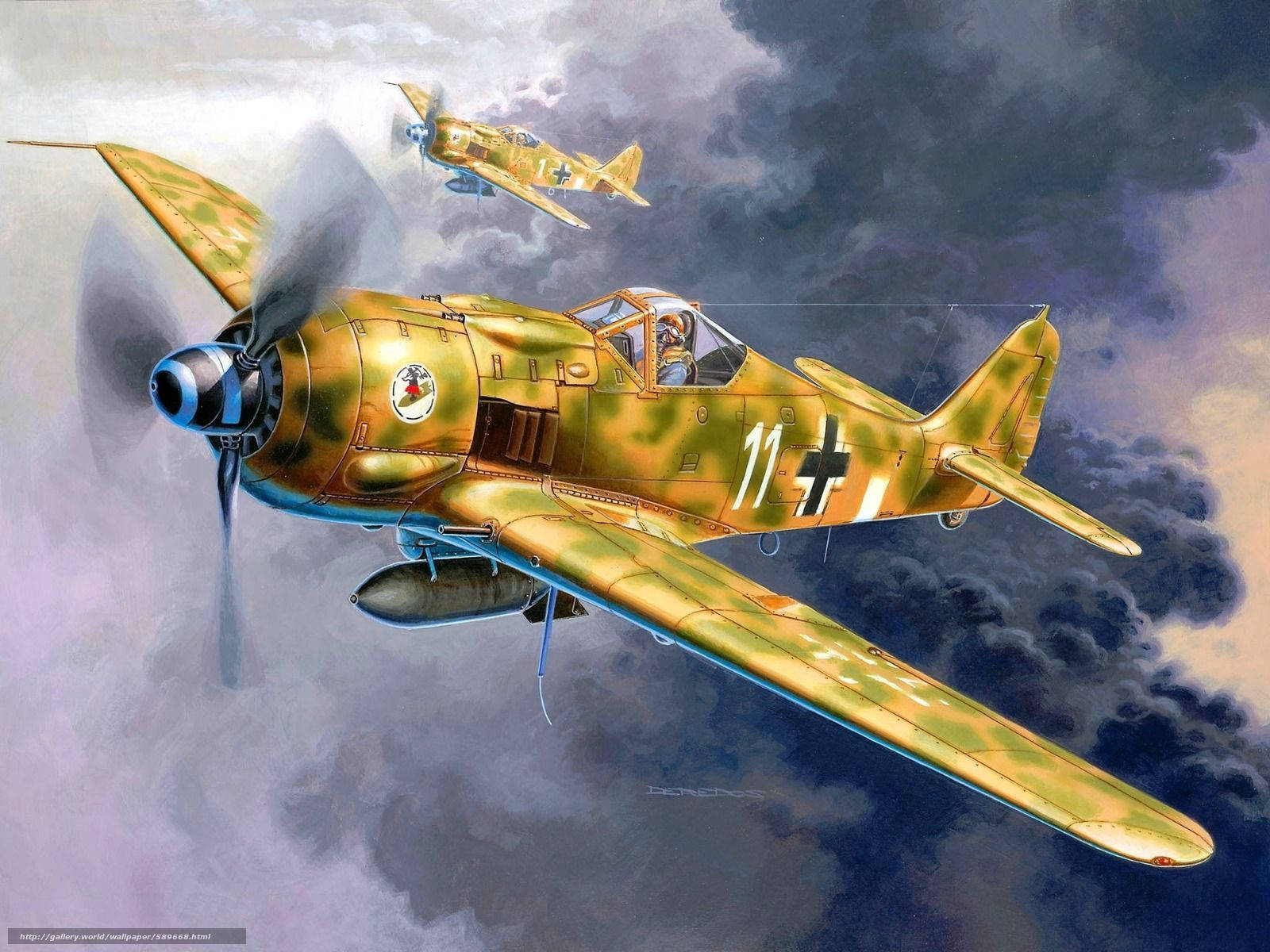 Vintage German Ww2 Fighter In Full Flight Wallpaper