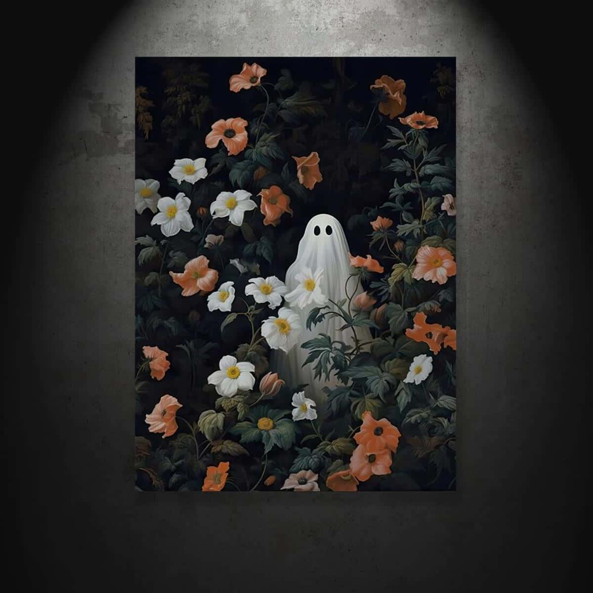 Vintage Ghost Among Floral Pattern.jpg Wallpaper