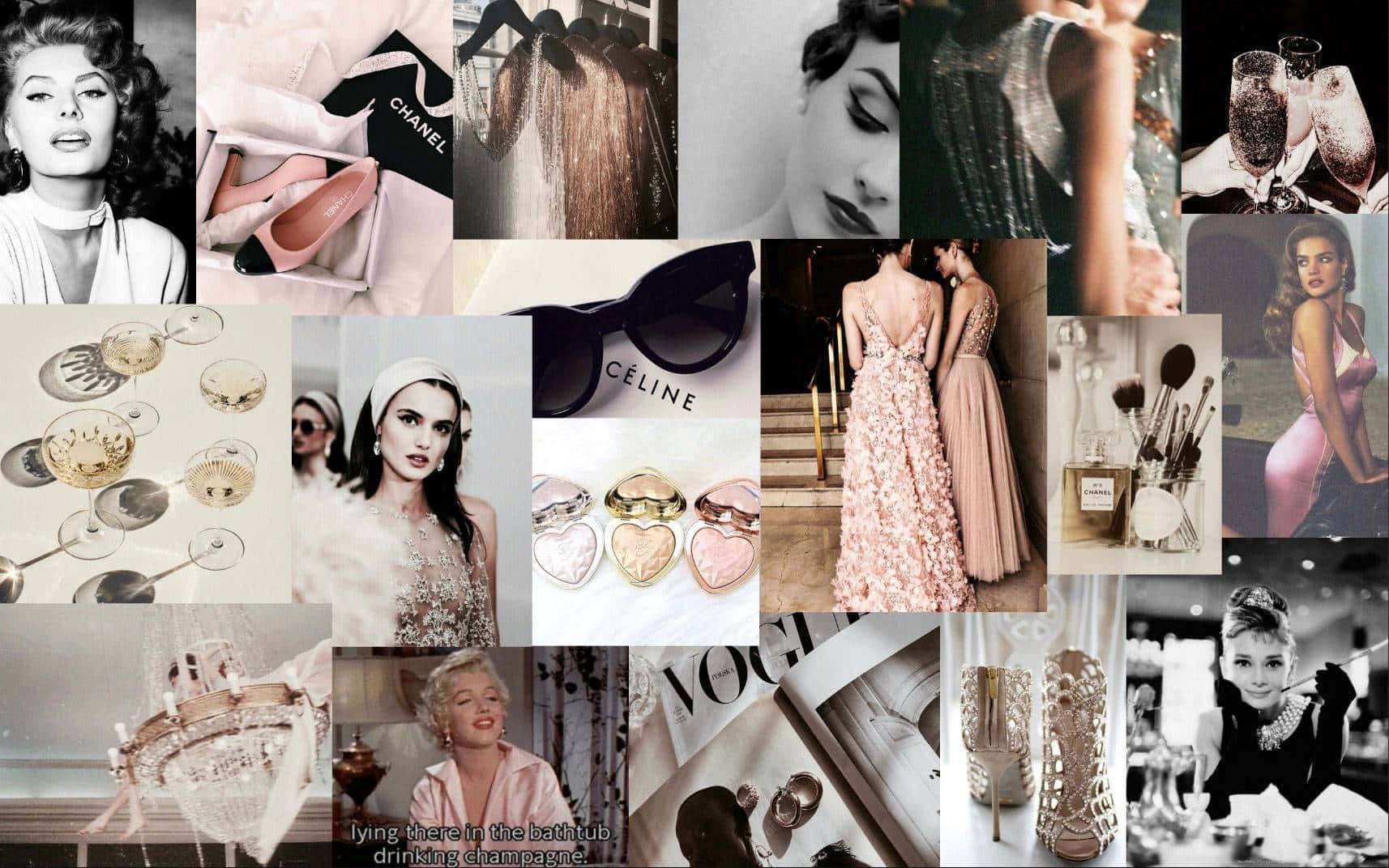 Vintage Glamour Party Collage Wallpaper