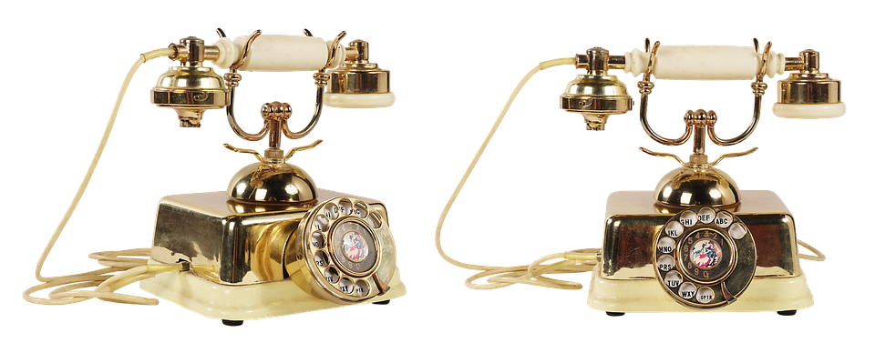 Vintage Gold Rotary Telephones PNG