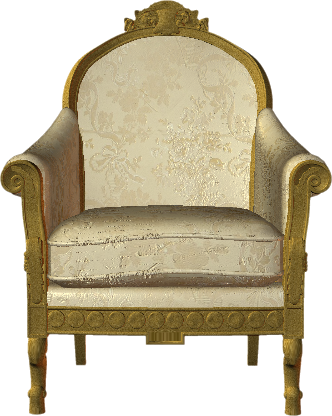 Vintage Golden Armchair Isolated PNG