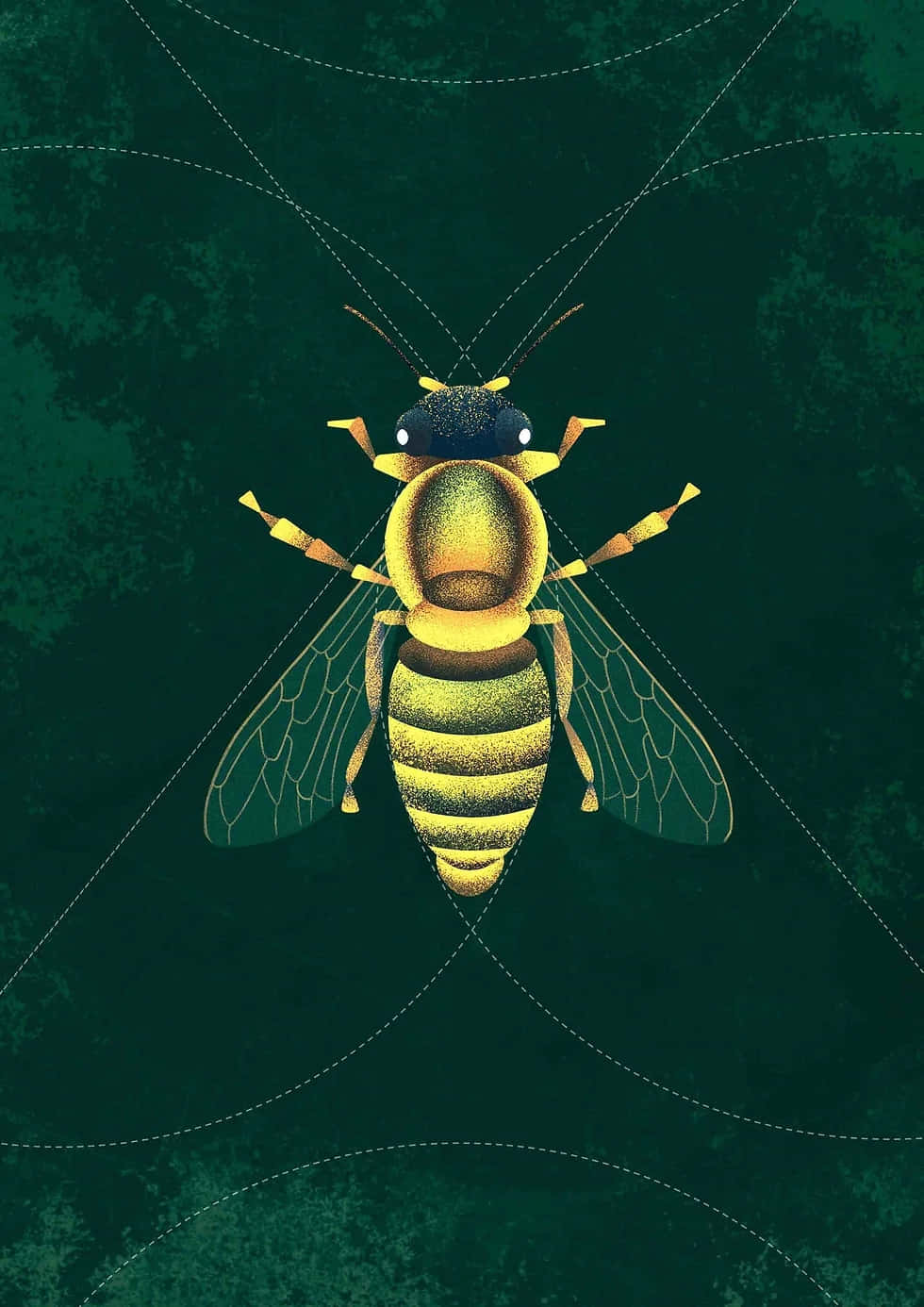 Vintage Golden Bee Illustration Wallpaper