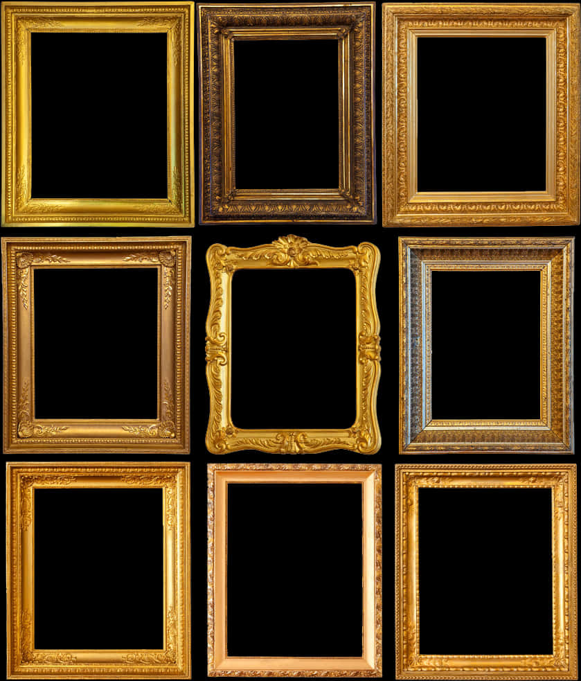 Vintage Golden Frames Collection PNG