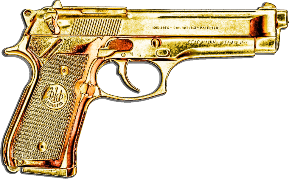 Vintage Golden Pistol PNG
