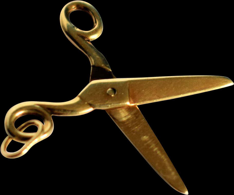 Vintage Golden Scissors Isolated PNG