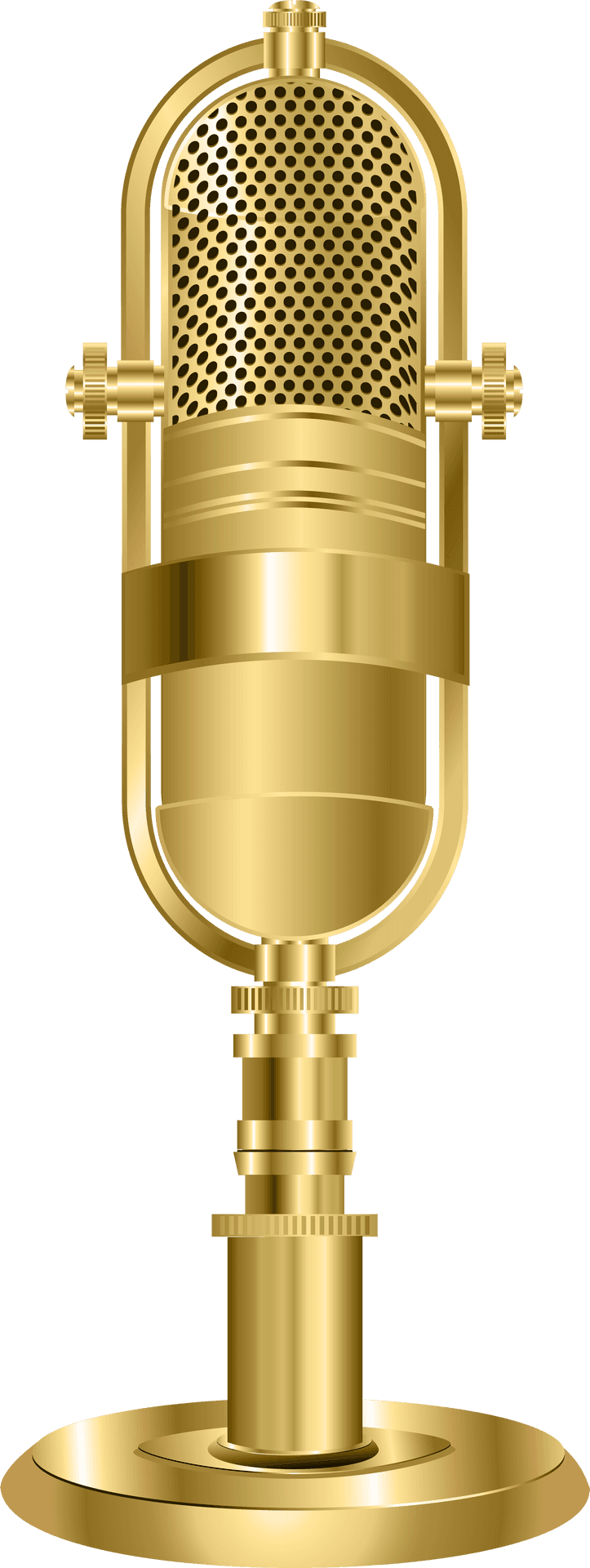 Vintage Golden Studio Microphone PNG