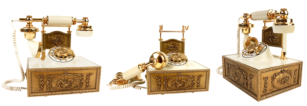 Vintage Golden Telephone Set PNG