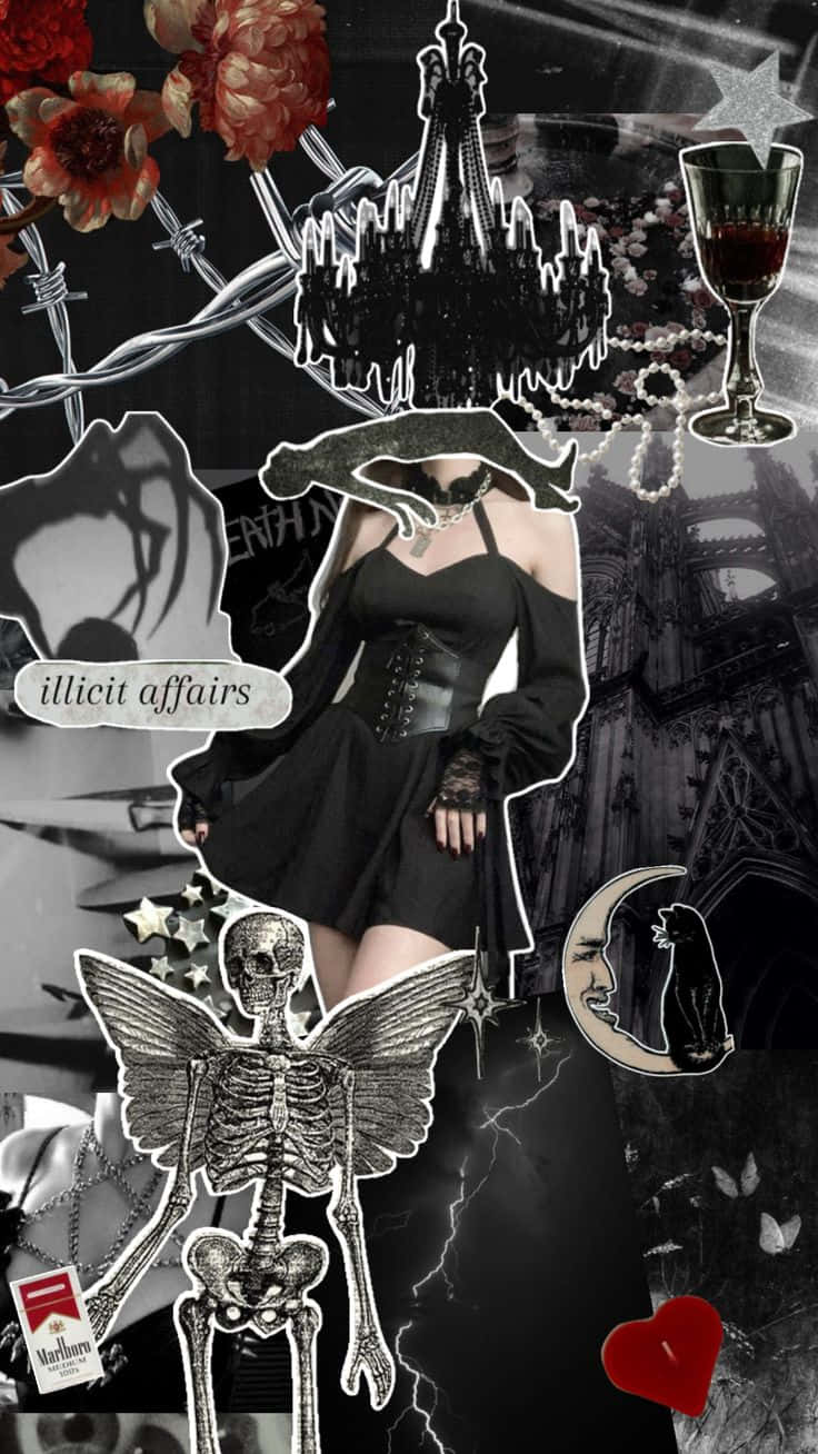 Vintage Goth Collage Aesthetic Wallpaper