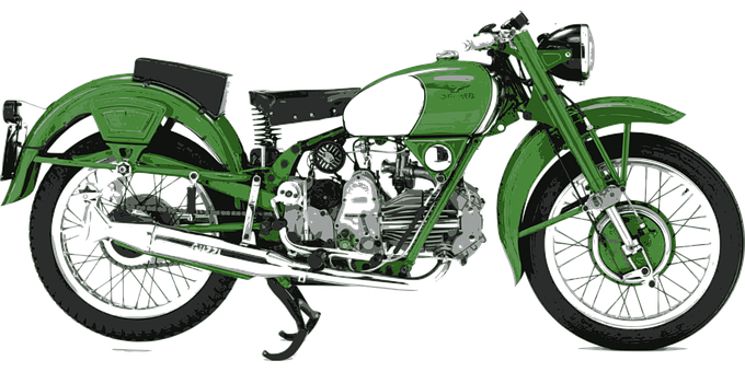 Vintage Green Motorcycle Illustration PNG