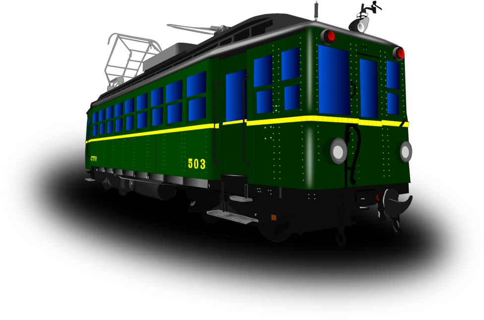 Vintage Green Trolley503 PNG