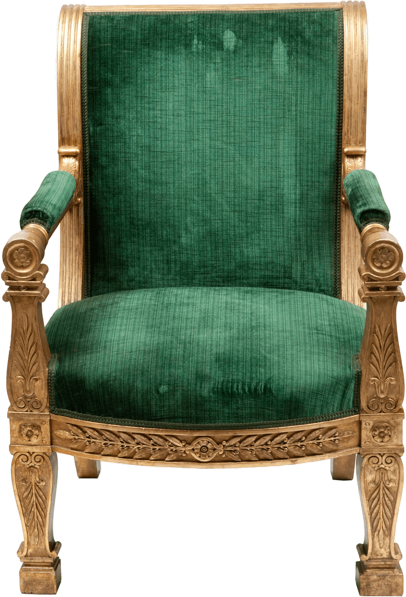 Vintage Green Velvet Armchair.png PNG